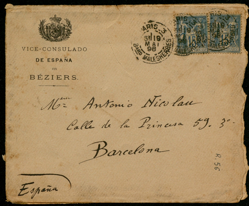 [Carta del vice-consulado de España en Beziers a Antoni Nicolau]