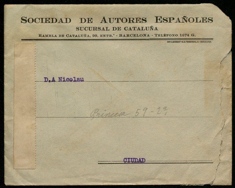 [Cartes de Antoni Nicolau a Carles Moltó de la Sociedad de Autores Españoles]