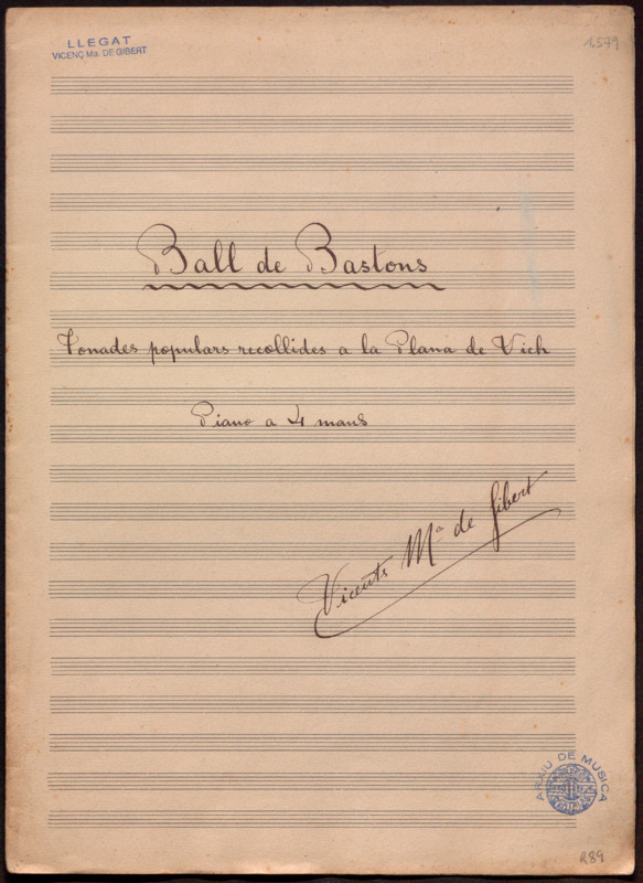 Ball de Bastons. Tonades populars recollides a la Plana de Vich. Piano a 4 mans