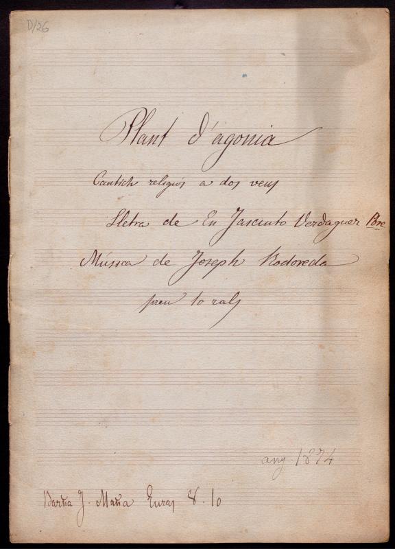 Plany d’agonia: cantich religiós a dos veus