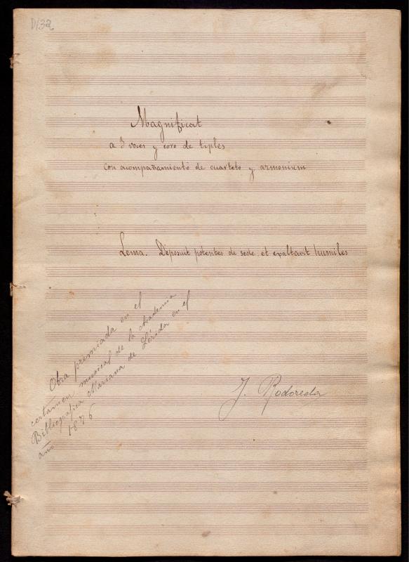 Magnificat: a 3 voces y coro de tiples con acompañamiento de cuarteto y armonium