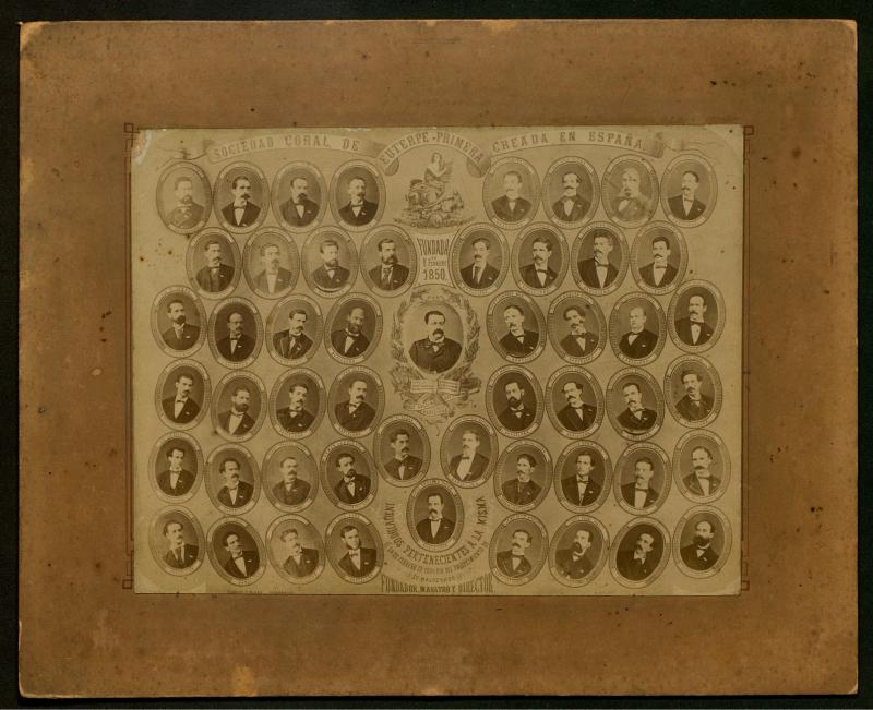 [Orla amb els retrats dels membres de la Societat Coral Euterpe]