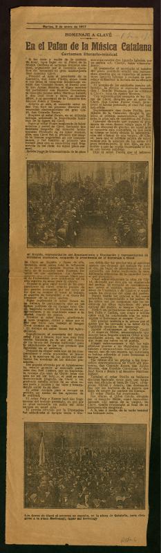 [Retalls de premsa sobre homenatge a Anselm Clavé]