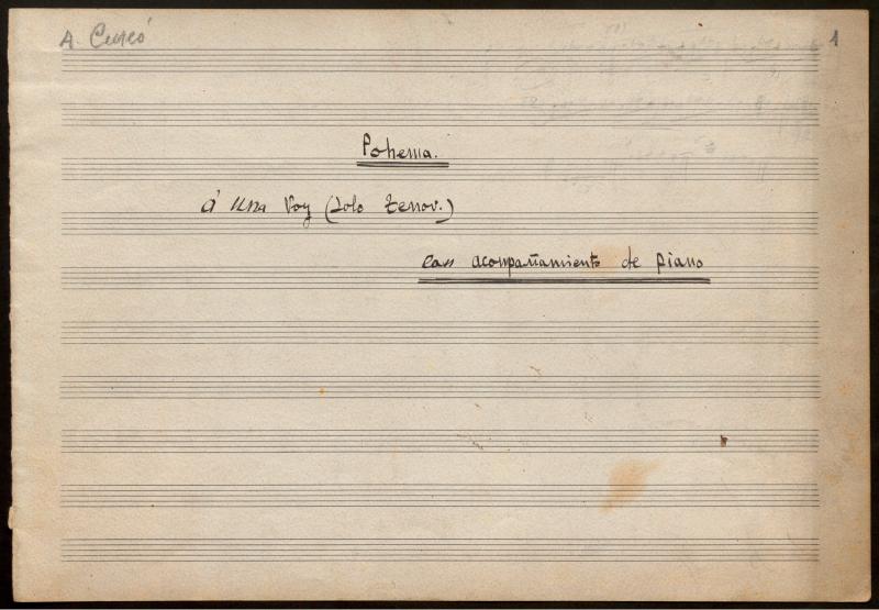 Pohema a una voz (solo tenor) con acompañamiento de piano