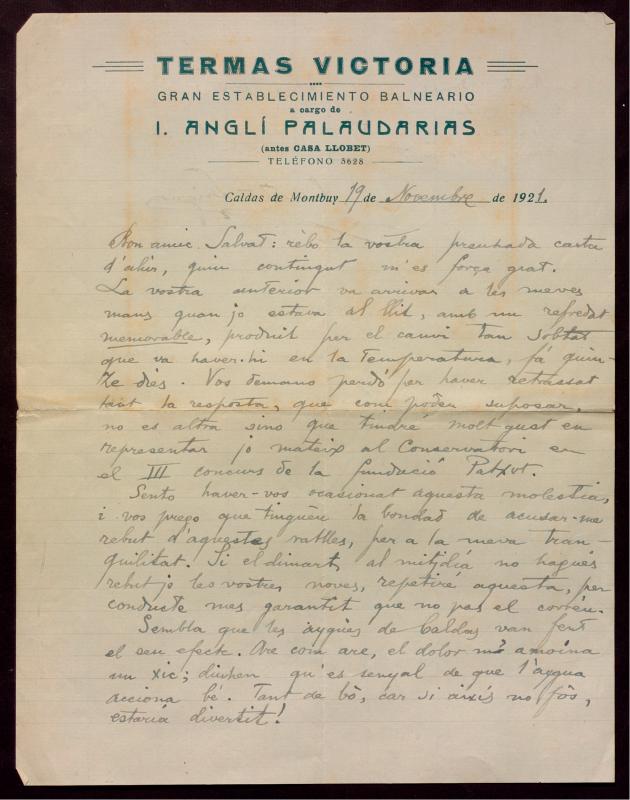 Carta de Joan Lamote de Grignon a en Joan Salvat