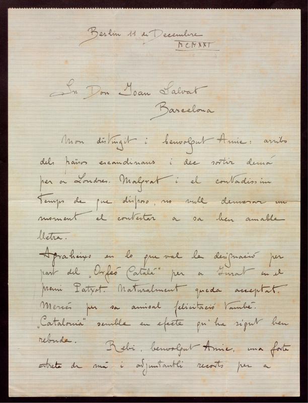 Carta de Joan Manen a en Joan Salvat