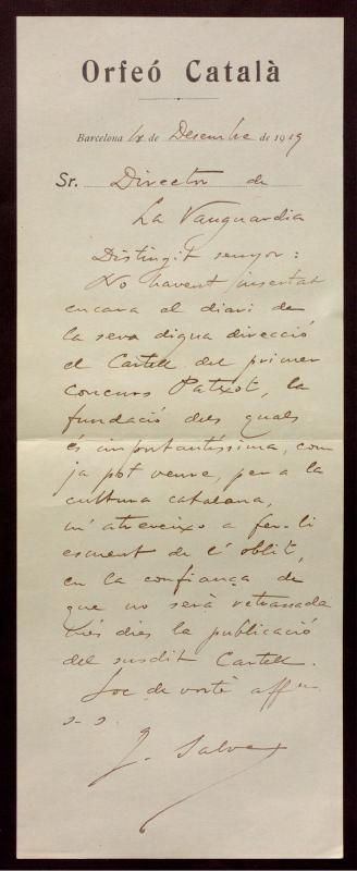 Carta de Joan Salvat al director de la Vanguardia