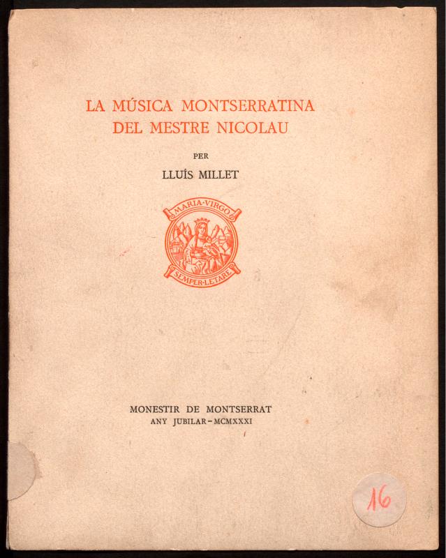 La Música Montserratina del Mestre Nicolau