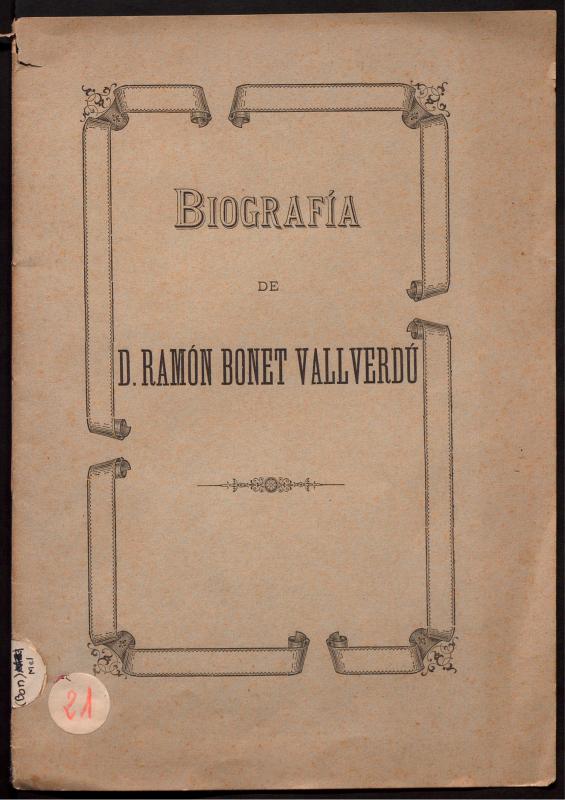 Biografía de D. Ramón Bonet Vallverdú, presbítero