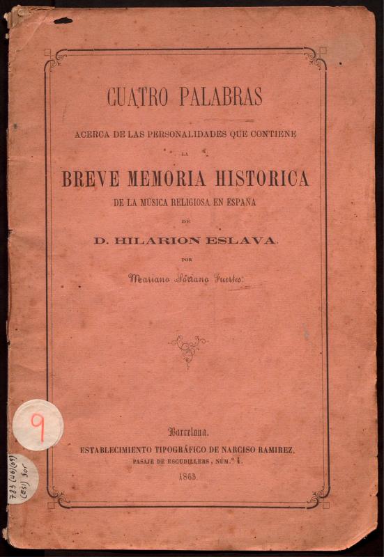 Breve memoria histórica de la musica religiosa en España