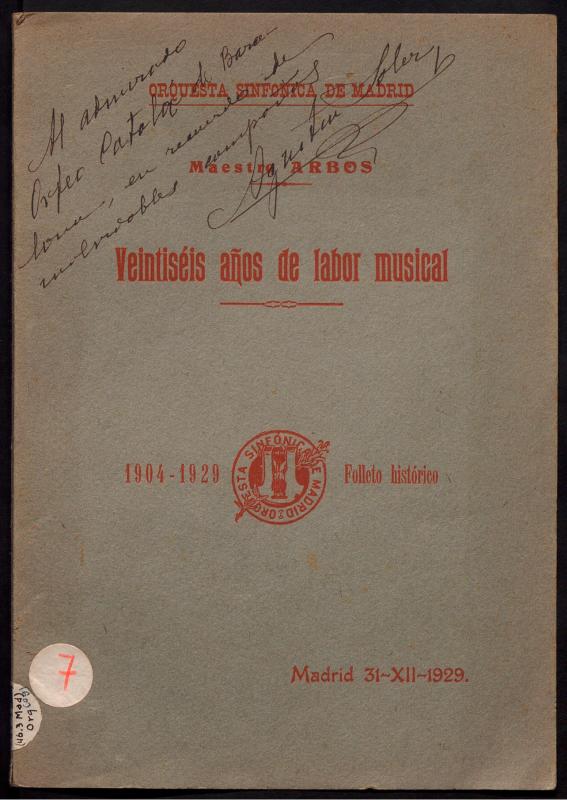 Veintiséis años de labor musical : 1904-1929 : folleto histórico