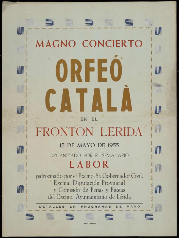 Magno concierto del Orfeó Català en el Frontón Lérida