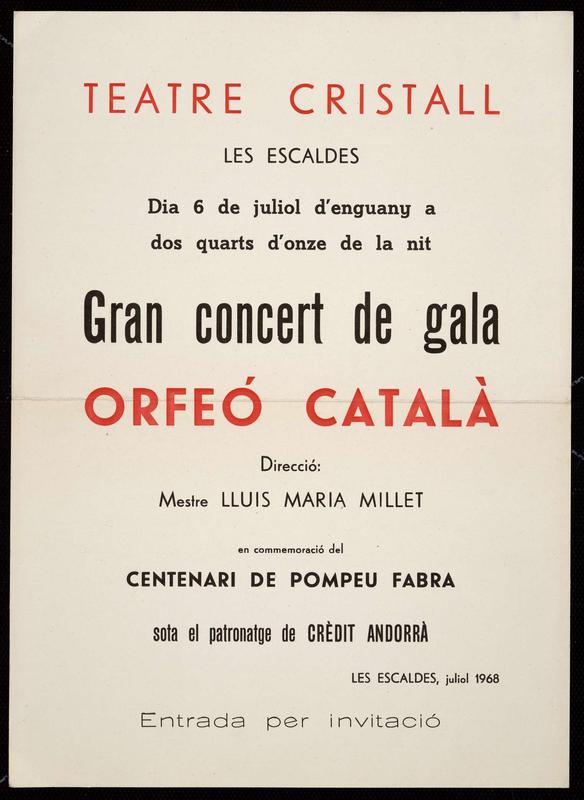Gran concert de gala de l’Orfeó Català. Teatre Cristall. Les Escaldes, Andorra.