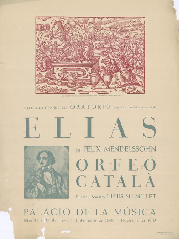 Tres audiciones del Oratorio , para coro, solistas y orquesta «Elias» de Felix Mendelssohn