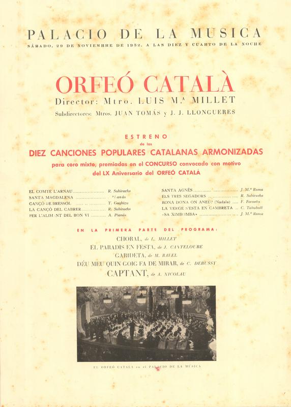 Estreno de las diez canciones populares catalanas armonizadas para coro mixto
