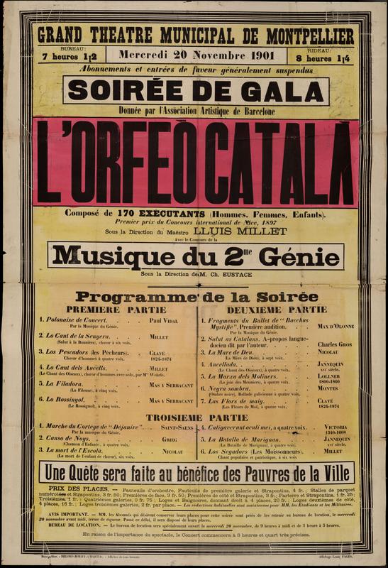 Soirée de gala donnée par l’Association Artistique de Barcelone l’Orfeó Català