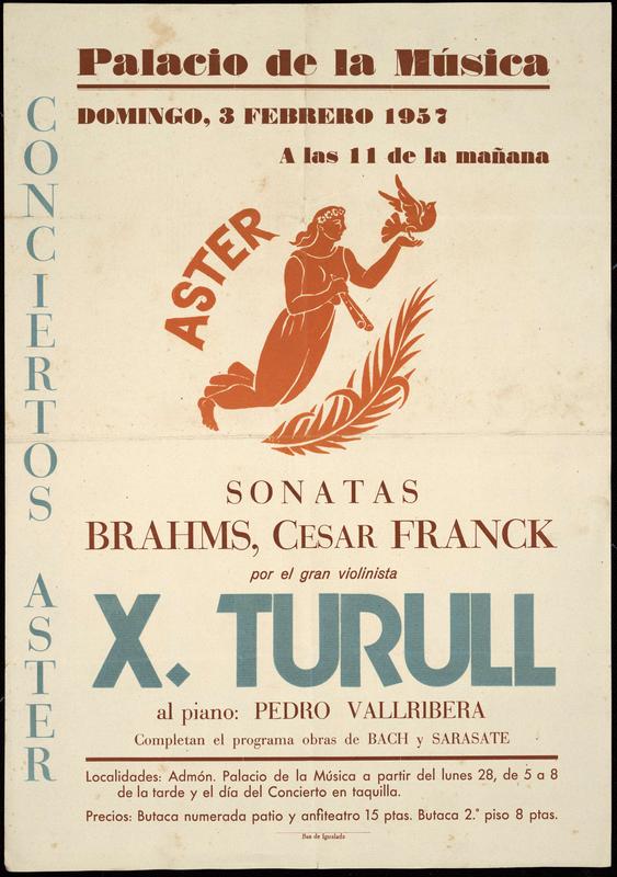 Sonatas Brahms, César Franck, por el violinista X. Turull. Pedro Vallribera, piano