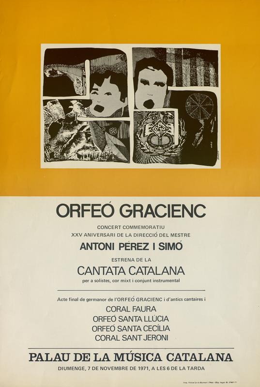 Orfeó Gracienc. Concert commemoratiu XXV aniversari de la direcció del mestre Antoni Pérez i Simó. Estrena de la «Cantata catalana»