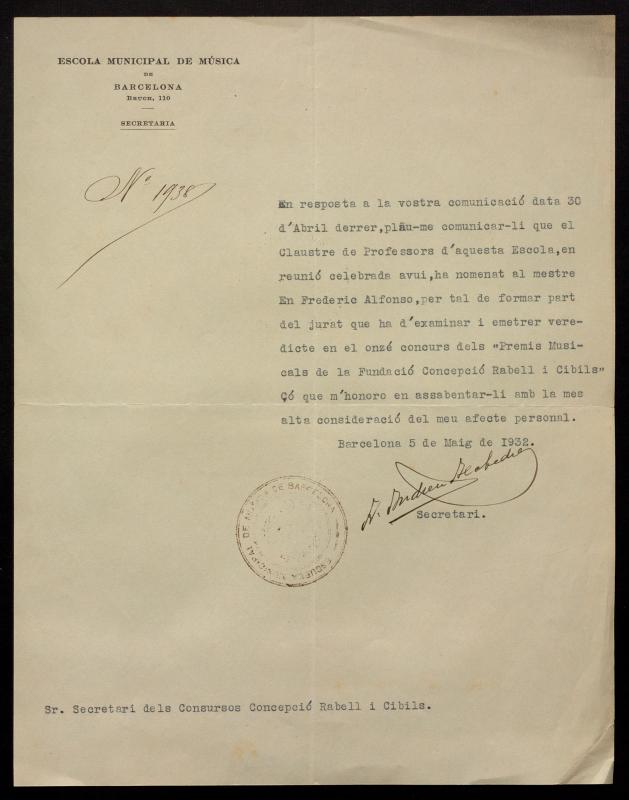 Carta de l’Escola Municipal de Música