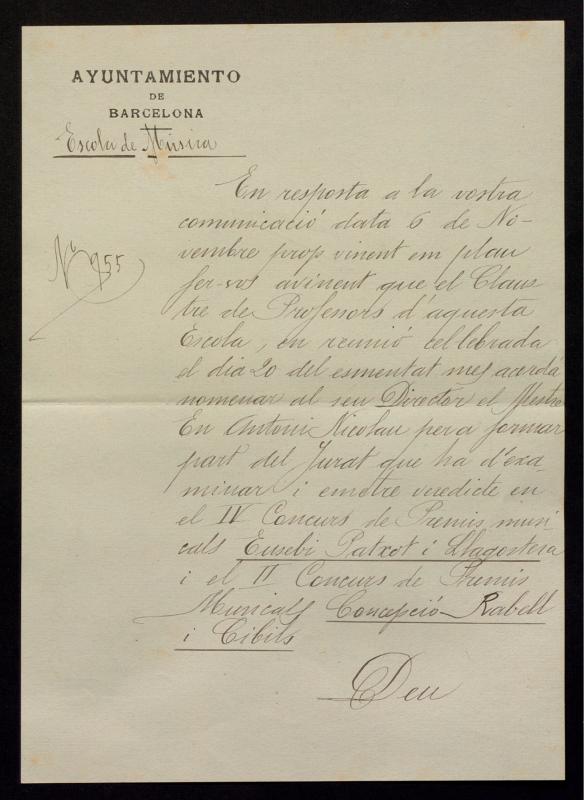 Carta de l’Escola Municipal de Música