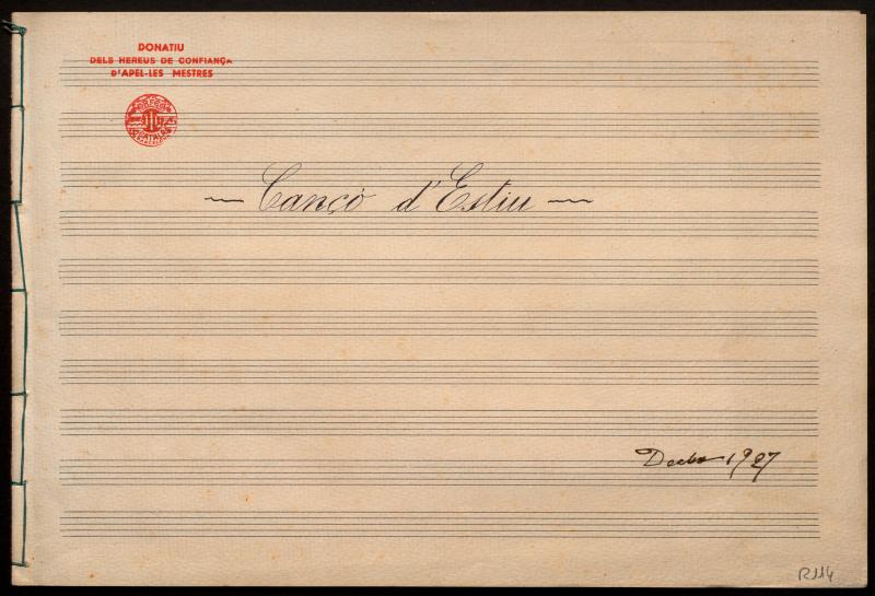 Cançó d’Estiu. Lletra d’Apeles Mestres. Música de Josep Mª Jardí Sabater