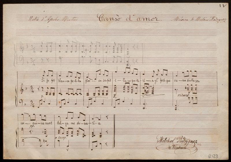 Cansò d’amor. Lletra d’Apeles Mestres. Música de Melcior Rodríguez