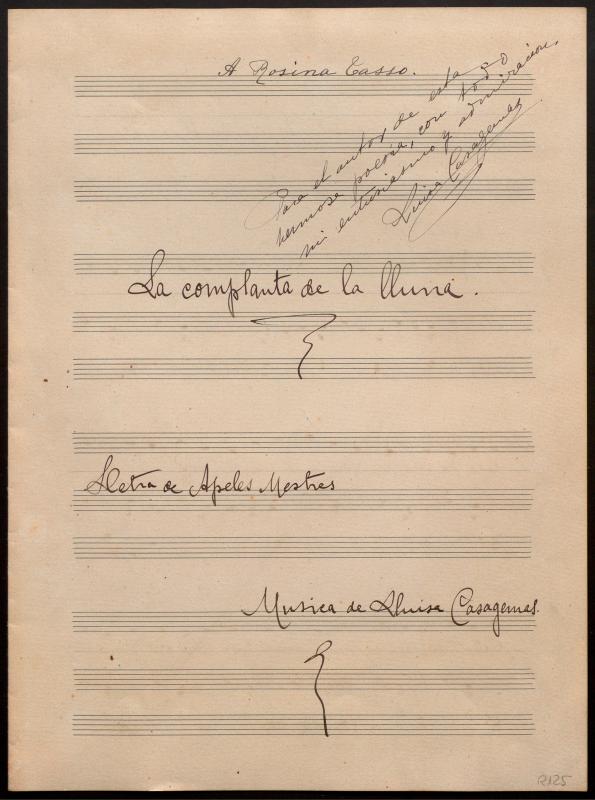 La Complanta de la lluna. Lletra de Apeles Mestres. Música de Lluisa Casagemas