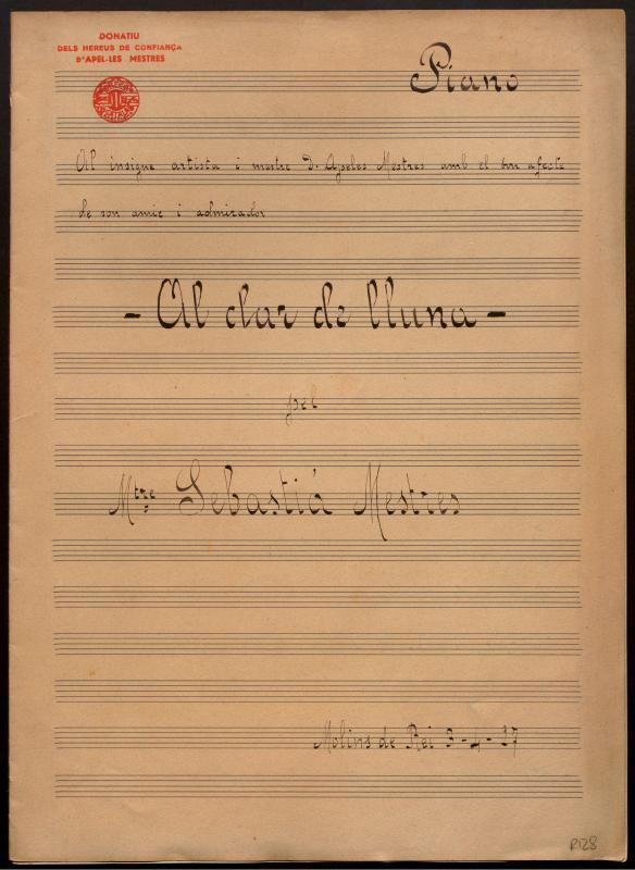 Al clar de lluna pel Mtre. Sebastiá Mestres. Piano