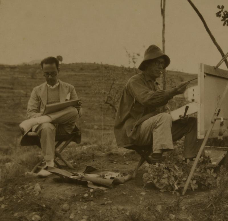 [Lluís Camós pintant a Vilada amb Prudenci Bertrana]