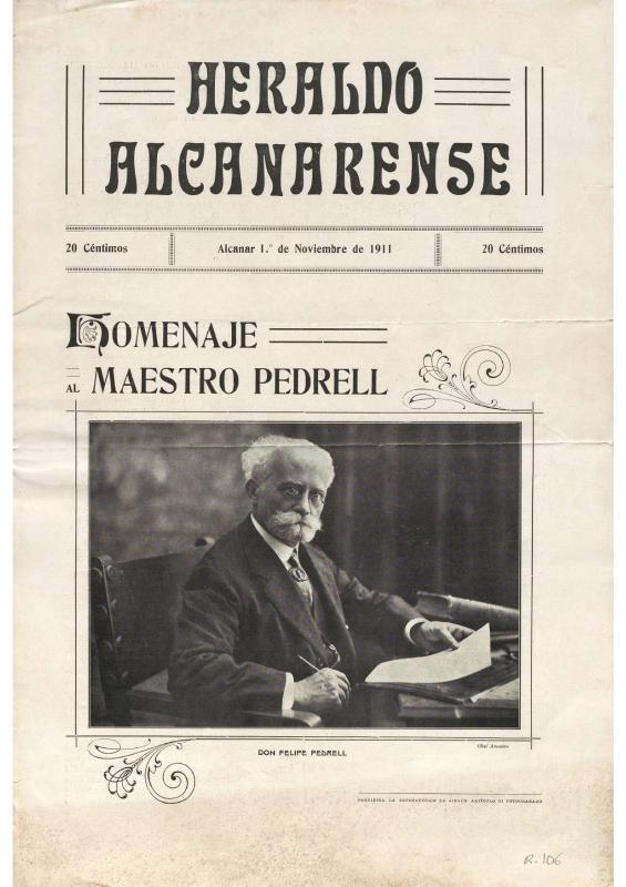 [Heraldo Alcanarense. Homenaje al Maestro Pedrell]