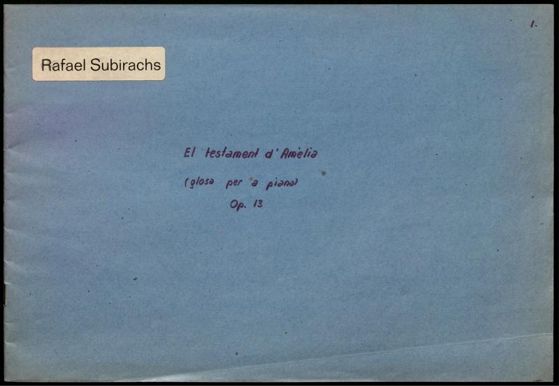 Glosa per a piano de la cançó popular «El testament d’Amelia». Op. 13