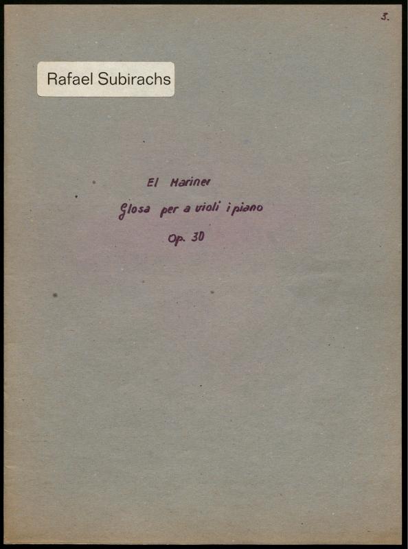 Scherzo. Glosa de «El Mariner»