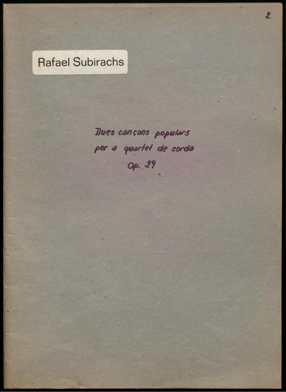 Dues cançons populars. Op. 29