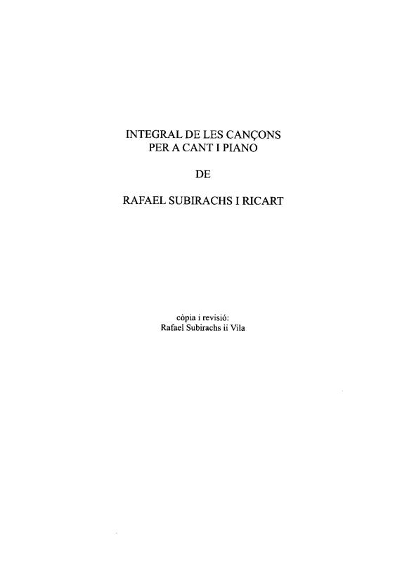 Integral de les cançons per a cant i piano