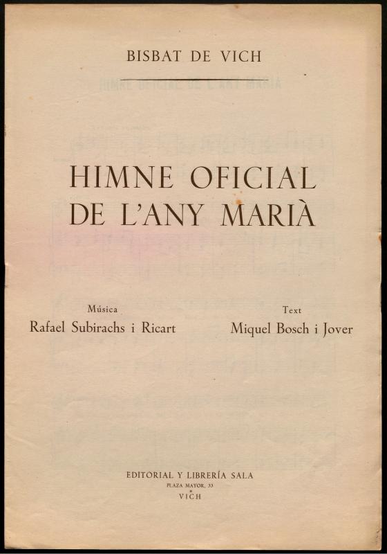Himne Oficial de l’any Marià. Op. 114