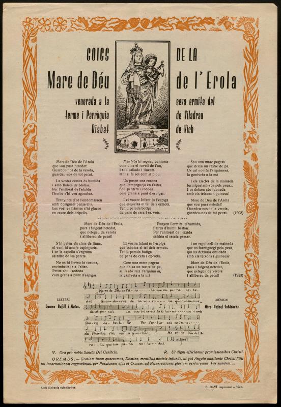 Goigs a la Mare de Déu de l’Erola
